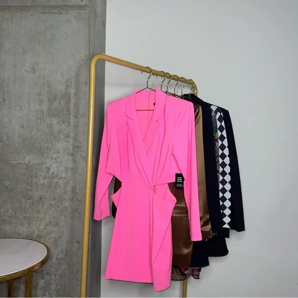 Express Pink Cutout Mini Blazer Long Sleeve Barbie Dress - Picture 10 of 17